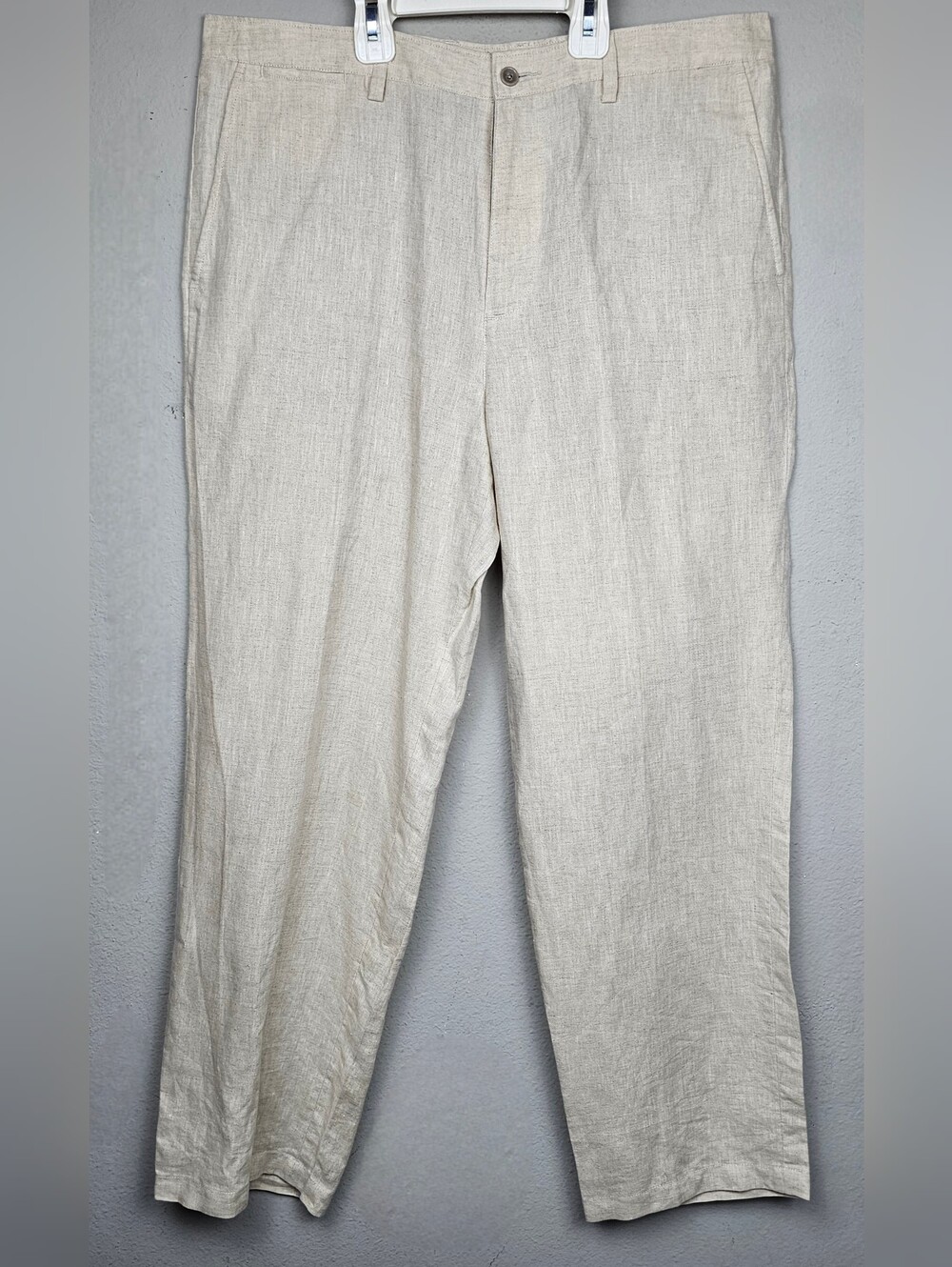 Tasso Elba Men’s 100% Linen Pants Sz 34x30 Beige Natural Flat Front Lightweight